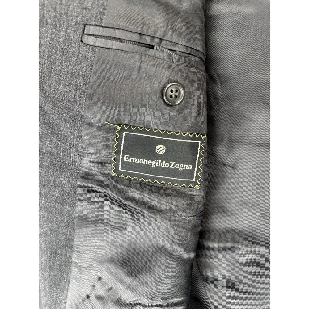 Ermenegildo Zegna Mens Blazer Jacket 56R Gray Super 100s Wool Luxury